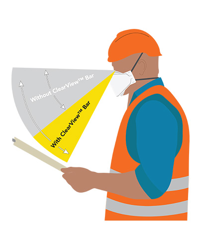 illustration of construction worker wearing an H210 N95 mask which demonstrates the visibility of the product