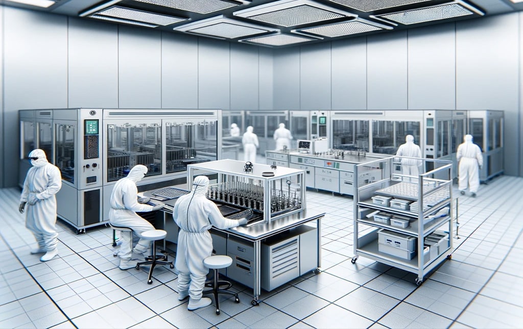 Cleanroom Techs Working In A Lab